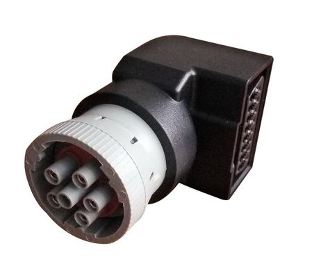 Grey Deutsch 6 Pin J1708 Female to Right Angle OBD2 OBDII J1962 Female Adapter