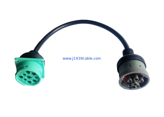 Green Type 2 J1939 Deutsch 9-Pin Male to 6-Pin J1708 Female Cable