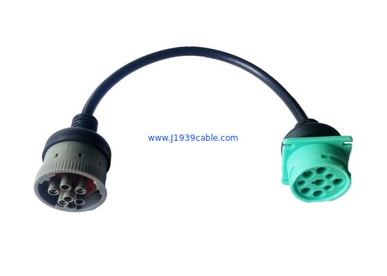 Green Deutsch 9-Pin J1939 Male to 6-Pin J1708 Female CAN Bus Cable
