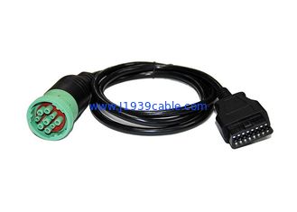 Green J1939 Deutsch 9 Pin Female to J1962 OBD2 OBDII 16 Pin Female Cable