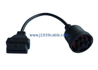 Type 1 Deutsch 9 Pin J1939 Female to J1962 OBD2 OBDII 16 Pin Female Cable