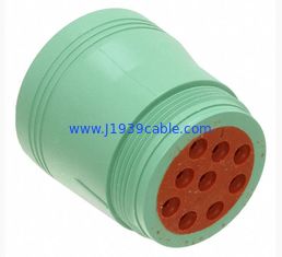 Green Type 2 J1939 Female Connector Silicone Grommet Crimp Contact With 9 Terminals