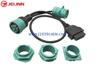 Deutsch J1939 Male Female to OBD 2 OBD2 Connector Splitter Y Cable With 4 Different Panel Mount Brackets