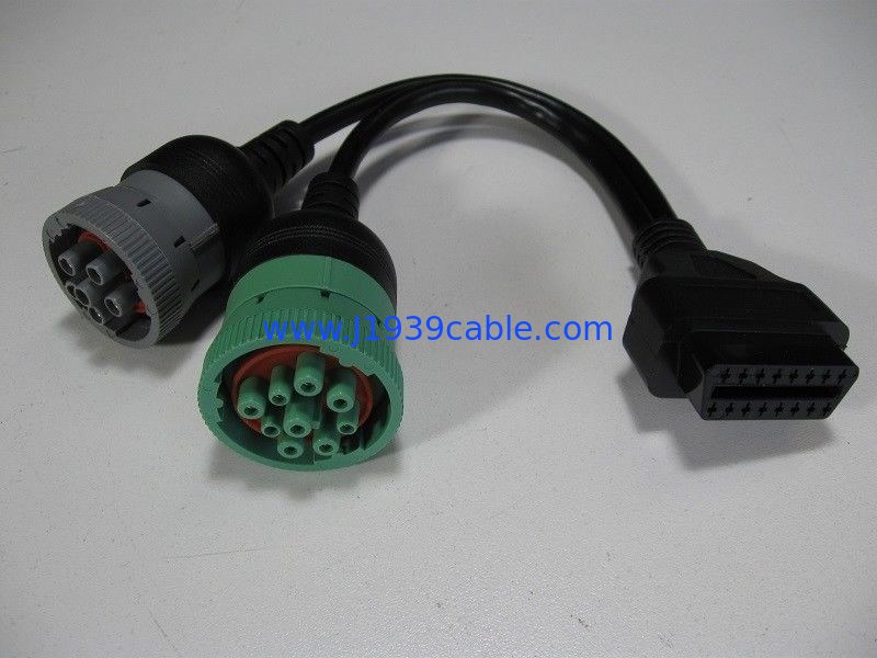 XSHD 9-Pin Deutsch Green To 6-Pin Gray Adapter Cable – For ELD, J1708, Garmin, Rand