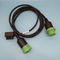 Green Deutsch 9 Pin Female to Right Angle OBD2 OBD-II Female and Threaded J1939 Jamnut Male Splitter Y Cable
