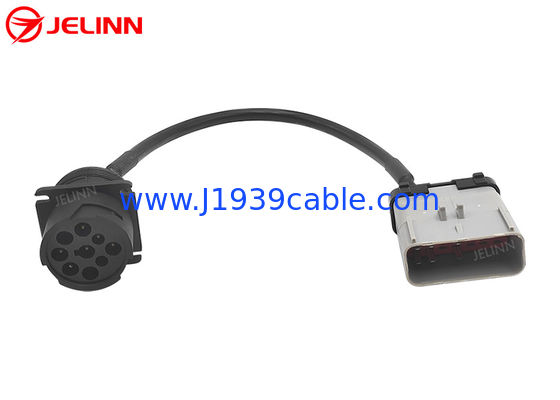 14 Pin RP1226 Male To Black Type 1 SAE Deutsch 9 Pin J1939 Female Truck ELD Cable