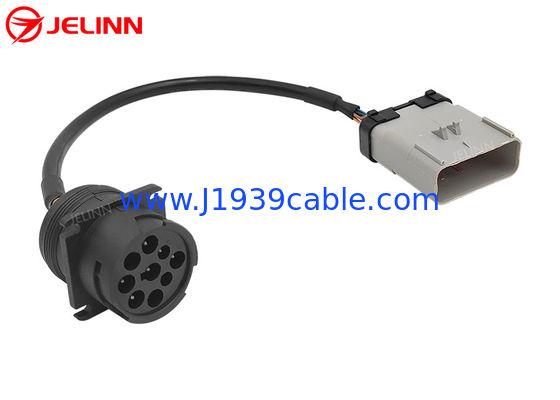 14 Pin RP1226 Male To Black Type 1 SAE Deutsch 9 Pin J1939 Female Truck ELD Cable