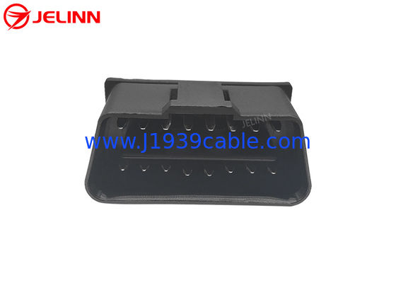16 Pin J1962 OBD2 OBDII Male Plug Connector with Curved Pins at The Back