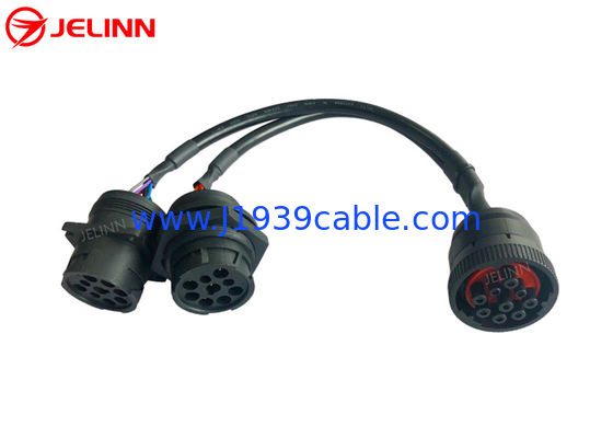 Overmolded J1939 Y Cable Type 1 Female To Male Connector DC300V 5M ohm/10ms