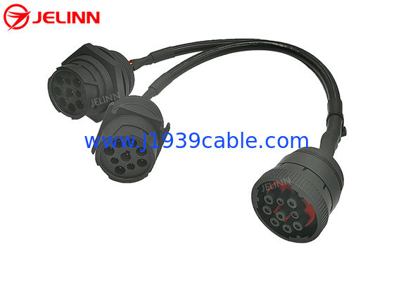 Overmolded J1939 Y Cable Type 1 Female To Male Connector DC300V 5M ohm/10ms