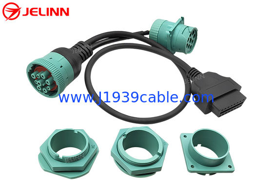 Deutsch J1939 Male Female to OBD 2 OBD2 Connector Splitter Y Cable With 4 Different Panel Mount Brackets