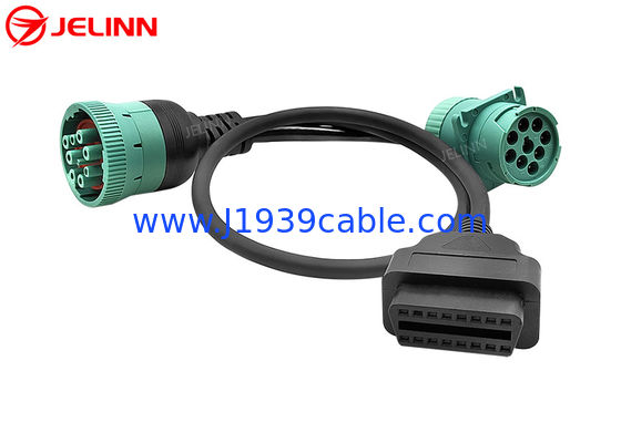 Deutsch J1939 Male Female to OBD 2 OBD2 Connector Splitter Y Cable With 4 Different Panel Mount Brackets