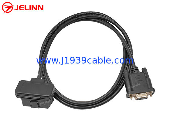 J1962 Right Angle OBD 2 OBD2 16 Pin to RS232 DB9 Connector Cable