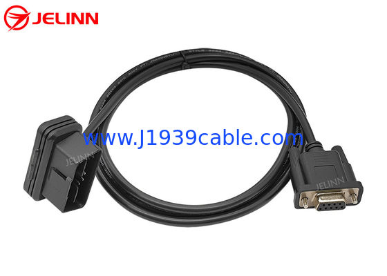 J1962 Right Angle OBD 2 OBD2 16 Pin to RS232 DB9 Connector Cable