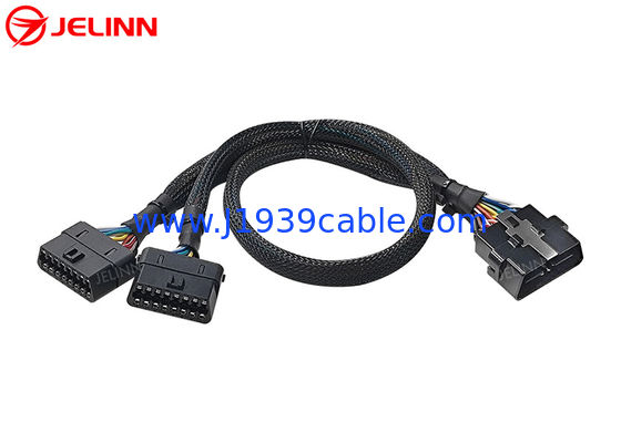 Universal OBD 2 J1962 OBDII Obd2 T-harness Splitter Spliter Y Cable With Multi Mounting Brackets for All Car Makes