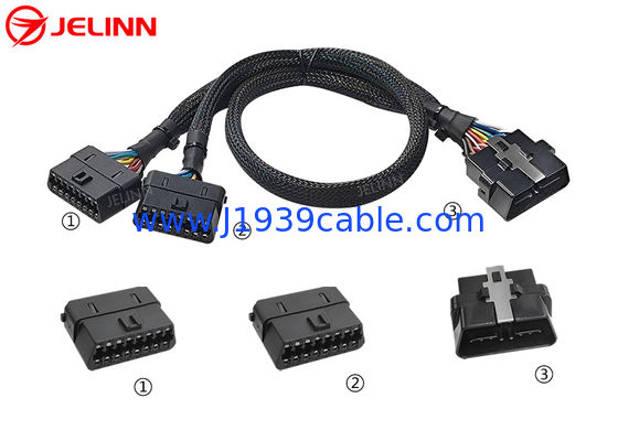 Universal OBD 2 J1962 OBDII Obd2 T-harness Splitter Spliter Y Cable With Multi Mounting Brackets for All Car Makes