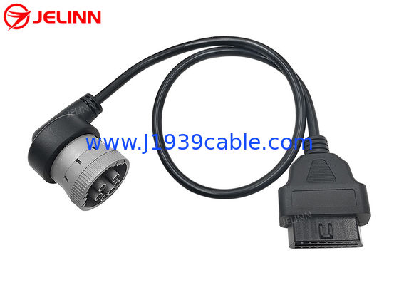 Right Angle J1708 6 Pin Connector to OBD 2 Connector Cable for Diagnosing Devices or Trackers