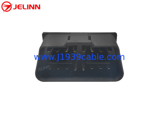 Customize J1962 16 Pin 24V OBD 2 OBD2 OBDII Male Connector With Curved Pins