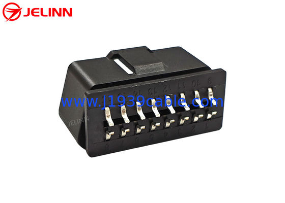 Customize J1962 16 Pin 24V OBD 2 OBD2 OBDII Male Connector With Curved Pins