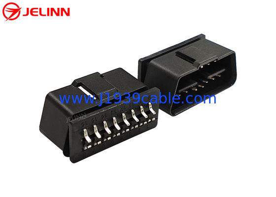 Customize J1962 16 Pin 24V OBD 2 OBD2 OBDII Male Connector With Curved Pins