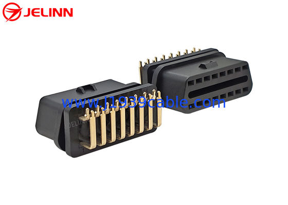 OBD 2 OBD2 OBDII Female Connector With Right Angle Gold Plated Pin Bent Towards the Narrow Side