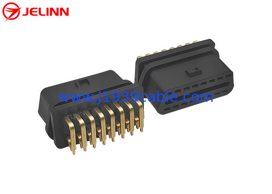 OBD 2 OBDII Female Connector With Right Angle Pin Bent Towards the Wide Side