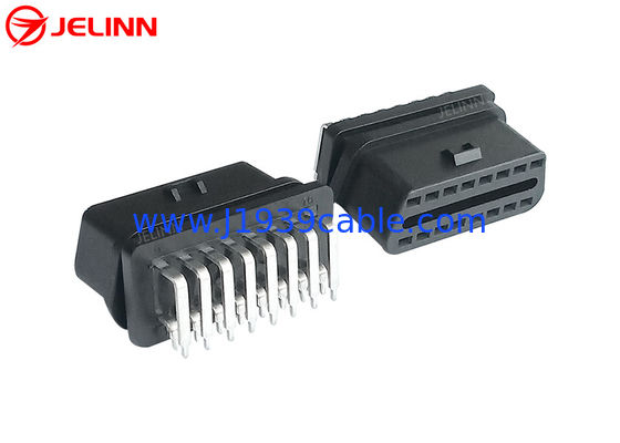 16 Pin OBD 2 OBD2 OBDII Female Connector With Right Angle Pins Bent Towards the Wide Side