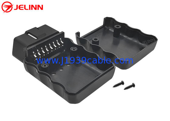 OBD 2 Shell Enclosure OBD2 Plastic Housing and Male Plug With Curved Pin and Screws