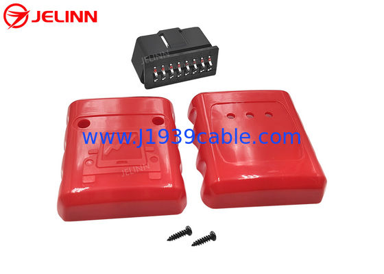 OBD 2 Shell Enclosure OBD2 Plastic Housing and Male Plug With Curved Pin and Screws