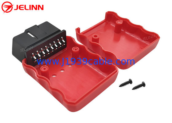 OBD 2 Shell Enclosure OBD2 Plastic Housing and Male Plug With Curved Pin and Screws