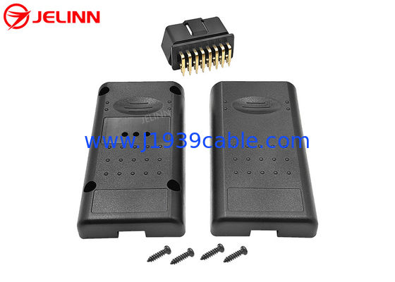 Custom OBD 2 Housing OBD2 Enclosures Case and Male Connector With 90 Degree Right Angle Pin