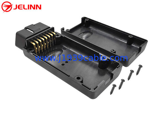 Custom OBD 2 Housing OBD2 Enclosures Case and Male Connector With 90 Degree Right Angle Pin