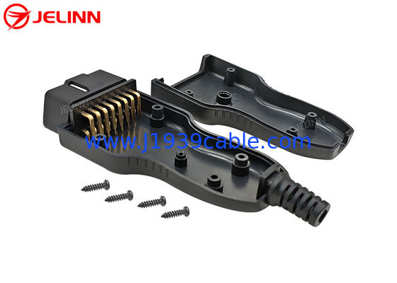 OBD2 Cover Housing Case and OBD 2 Male Connector With Right Angle Pins