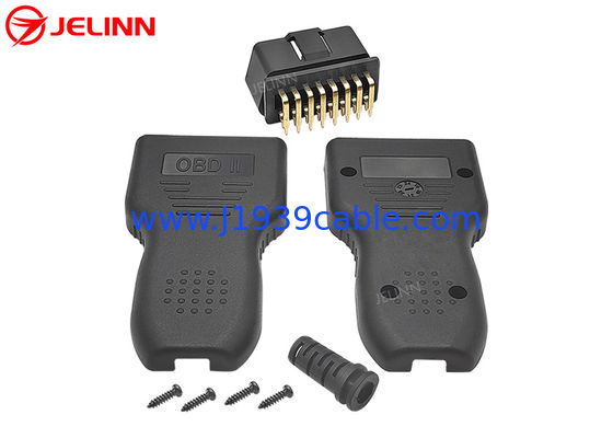 OBD2 Cover Housing Case and OBD 2 Male Connector With Right Angle Pins