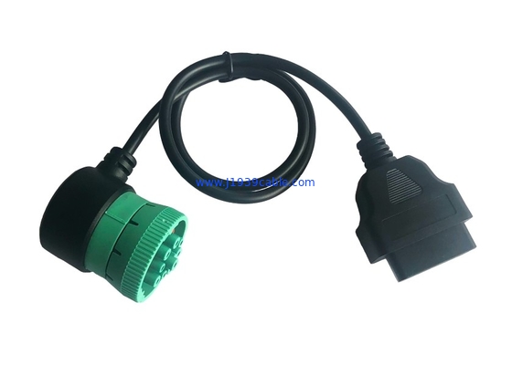 Right Angle Green Deutsch 9 Pin J1939 Female to J1962 OBDII 16 Pin Female Cable