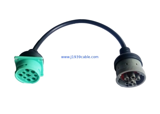 Green Deutsch 9-Pin J1939 Male to 6-Pin J1708 Female CAN Bus Cable