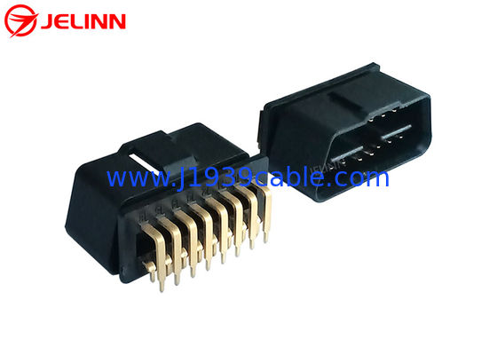 OBD2 OBDII J1962 Male Connector Plug 16 Pin With Right Angle 90 Degree Pins Gold Plating